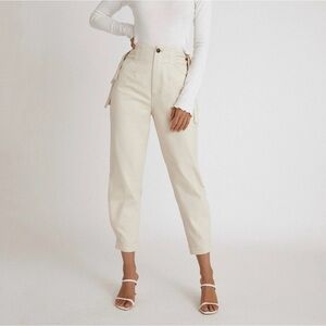 Something Navy Sydney Crop Jeans Side Ties High-Rise Cream Jeans Size 0